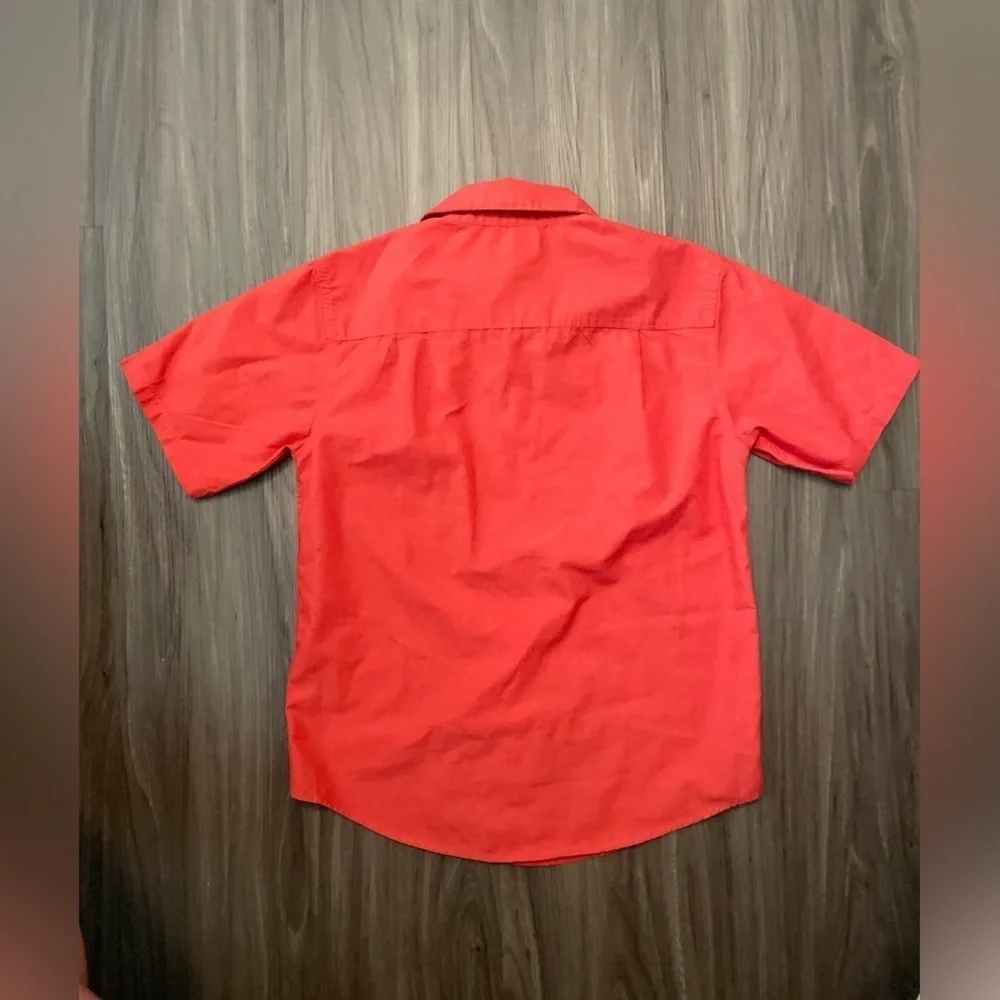 Calvin Klein Jeans Boys Orange Button Down Shirt Short Sleeve size M